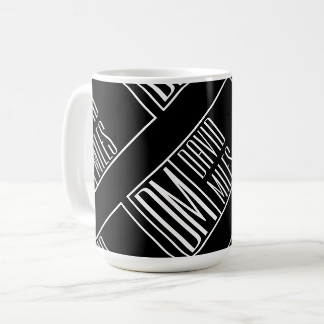 Moderne Initialen mit Name Monogram Muster Kaffeetasse (Vorderseite Links)