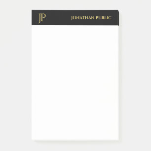Moderne Initialen Schwarz Weiß Gold Elegant Einfac Post-it Klebezettel