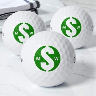 Moderne Initialen Spaß Green Money Custom Monogram Golfball