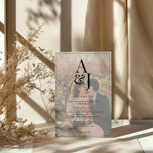 Moderne Initialen verblassten Foto Hochzeitseinlad Einladung