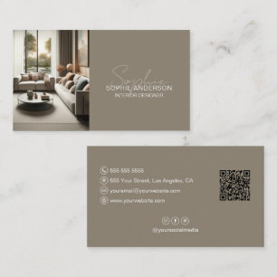 Moderne Innenausstattungsdesigner-Foto QR in der F Visitenkarte