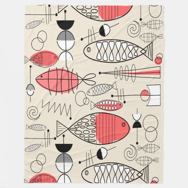 Moderne, Inspirierte Fischkunst aus dem Mittelalte Fleecedecke (Vorderseite)