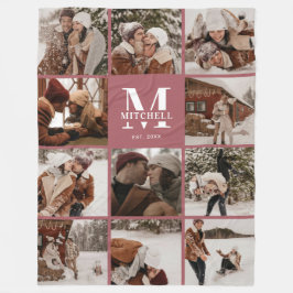Moderne Instagram-Familienfotografie Mit Monogramm Fleecedecke