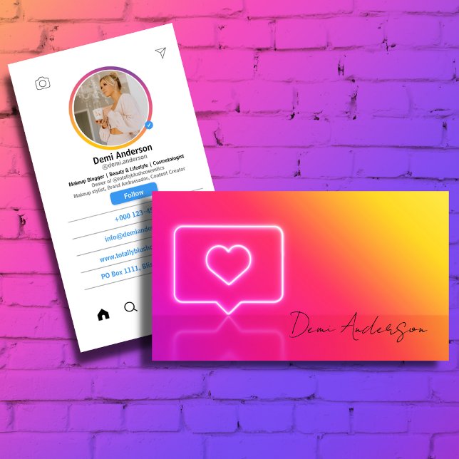 Moderne Instagram Influencer-Visitenkarten Visitenkarte (Von Creator hochgeladen)