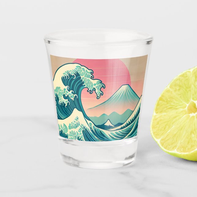 Moderne Interpretation der Großen Welle Schnapsglas (Vorderseite)