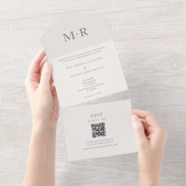 Moderne Intime Minimalistische Hochzeit All In One Einladung