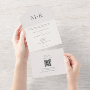 Moderne Intime Minimalistische Hochzeit All In One Einladung