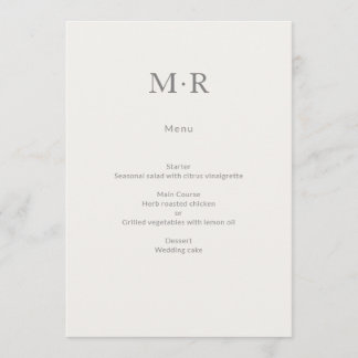 Moderne Intime Minimalistische Hochzeit Menükarte