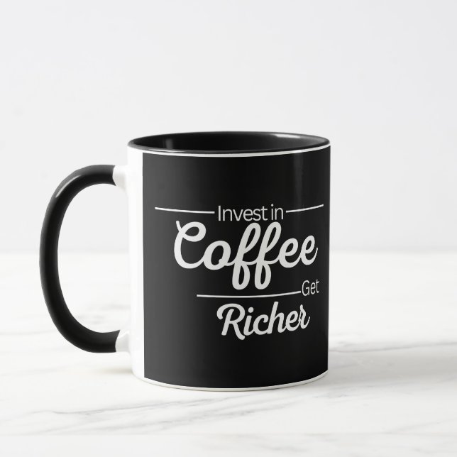 Moderne Investitionen in die Typografie des weißen Tasse (Links)