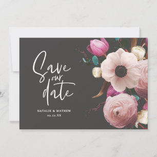 Moderne invitation de mariage florale photographiq