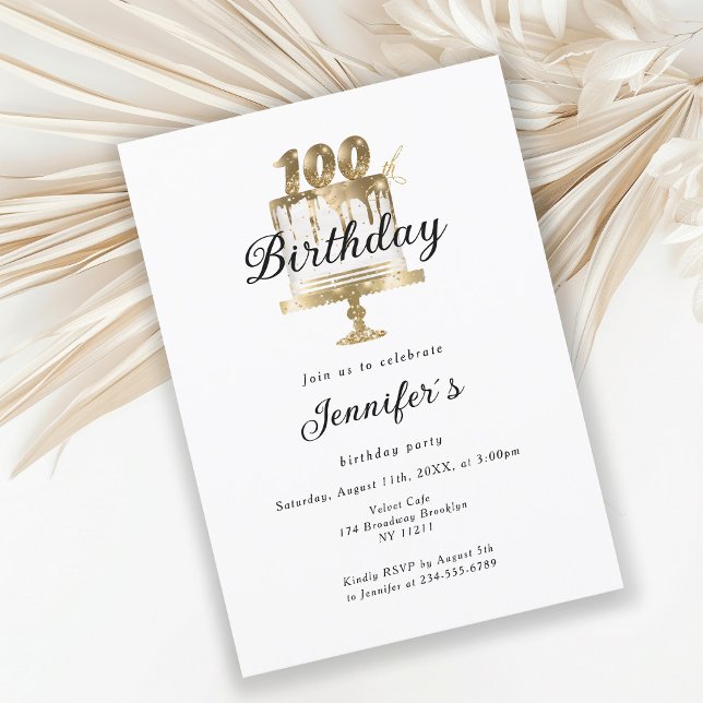Moderne invitation élégante pour un 100ème anniver (Créateur téléchargé)