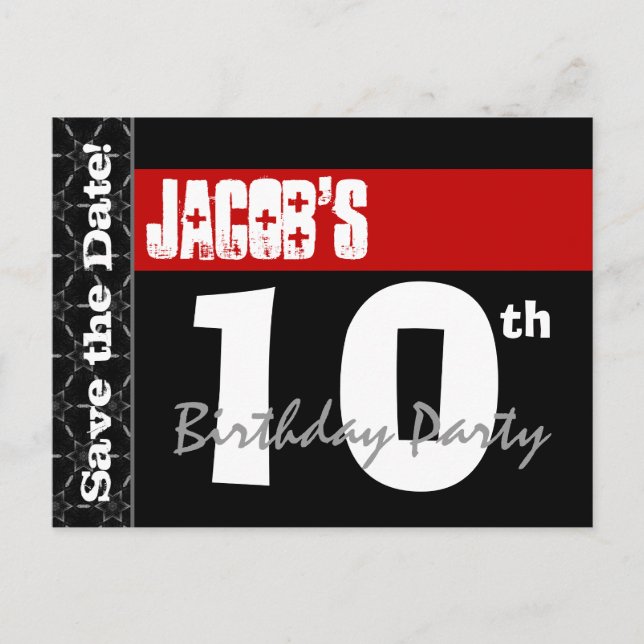 Moderne invitation "Save the Date" pour 10 ans Rou (Devant)