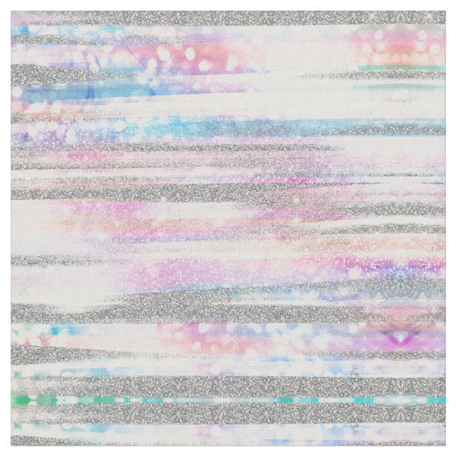 Moderne Iridescent & Silver Glitzer Strikes Strike Stoff (Nahaufnahme)