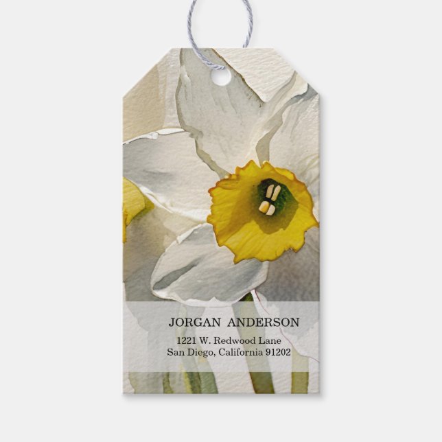 Moderne Iris-Aquarellblumen Geschenkanhänger (Vorderseite)