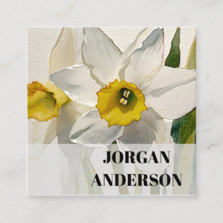 Moderne Iris-Aquarellblumen Quadratische Visitenkarte