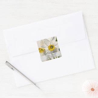 Moderne Iris-Aquarellblumen Quadratischer Aufkleber