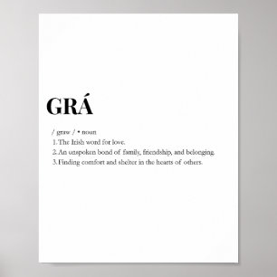 Moderne irische Grá-Liebesbedeutungsgrafik Poster