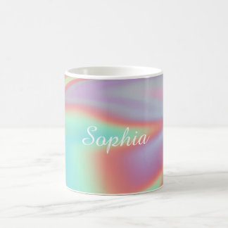 Moderne irisierende holografische Aura-Name Kaffeetasse