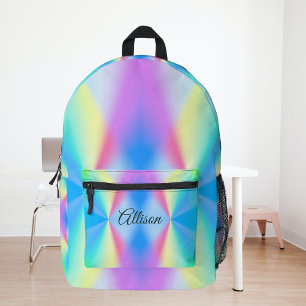 Moderne irisierende pastellfarbene Regenbogenfarbe Bedruckter Rucksack