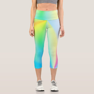 Moderne irisierende pastellfarbene Regenbogenfarbe Capri Leggings