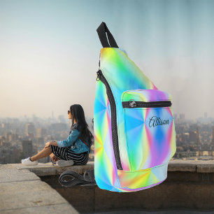Moderne irisierende pastellfarbene Regenbogenfarbe Crossbody Bag