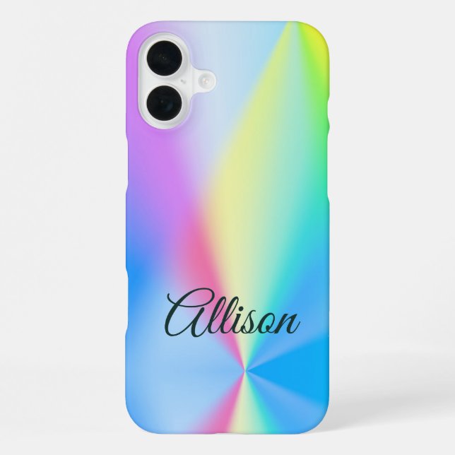 Moderne irisierende pastellfarbene Regenbogenfarbe iPhone 16 Plus Hülle (Rückseite)