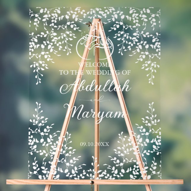 Moderne islamische Hochzeit mit Flora und Fauna Acrylschild (Von Creator hochgeladen)
