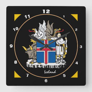 Moderne isländische Flagge & Island-Trend / Design Quadratische Wanduhr