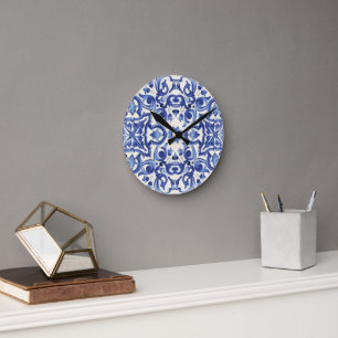 Moderne italienische Blaue  Das süße Leben Runde Wanduhr
