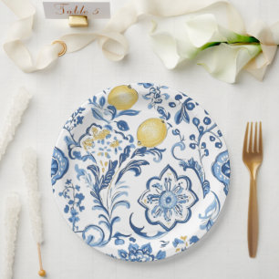 Moderne italienische blaue La Dolce vita Papier  Pappteller