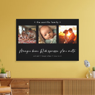 Moderne italienische Foto-Collage Mangia Bene Leinwanddruck