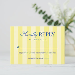 Moderne italienische gestreifte blaue und gelbe Ho RSVP Karte