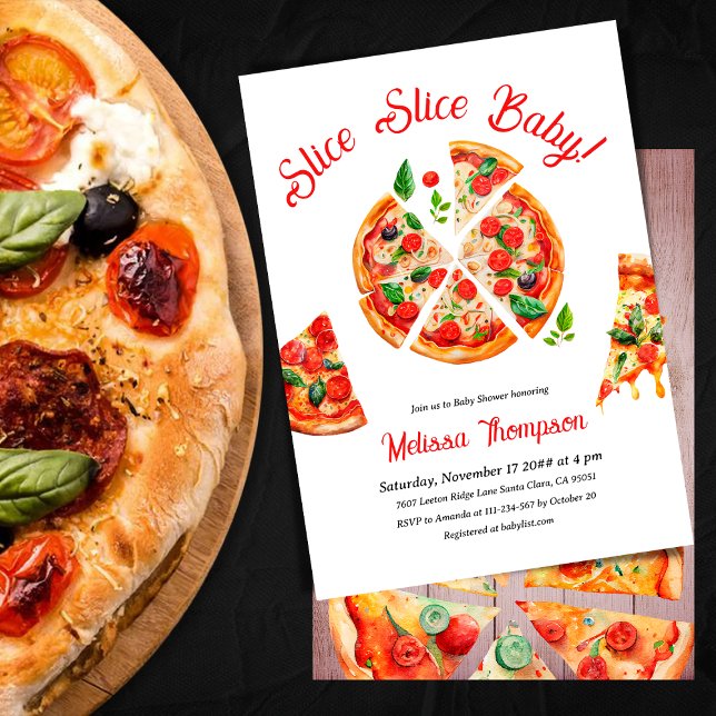 Moderne italienische Pizza Party Slice Slice Baby  Einladung (Von Creator hochgeladen)