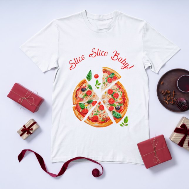 Moderne italienische Pizza Party Slice Slice Baby  T-Shirt (Von Creator hochgeladen)