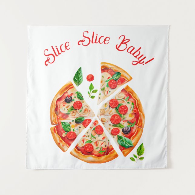 Moderne italienische Pizza Party Slice Slice Baby  Wandteppich (Vorderseite)