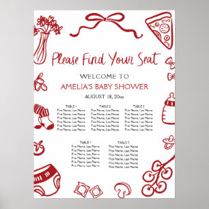 Moderne italienische Pizza-Sitzordnung mit roter H Poster
