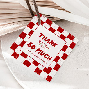 Moderne italienische rote karierte Danke Geschenkanhänger
