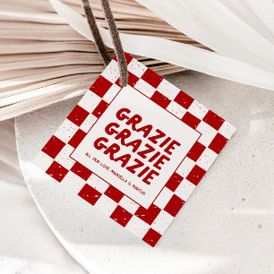 Moderne italienische rote karierte Grazie Danke Geschenkanhänger