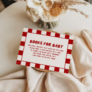 Moderne italienische rotkarierte Bücher für Babys Begleitkarte