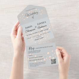 Moderne Ivory-Blush Romantische Perlmutt - Neutral All In One Einladung