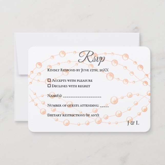 Moderne Ivory-Blush Romantische Perlmutt - Neutral RSVP Karte (Vorderseite)