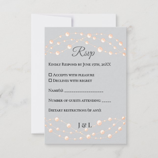Moderne Ivory-Blush Romantische Perlmutt - Neutral RSVP Karte (Vorderseite)