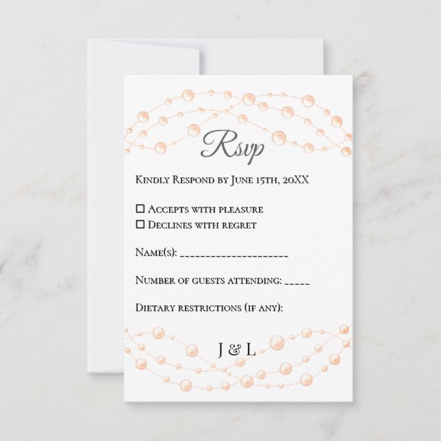 Moderne Ivory-Blush Romantische Perlmutt - Neutral RSVP Karte (Vorderseite)