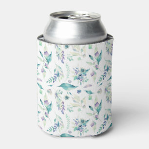 Moderne Jadegrün Lavendel Aquarellblume Dosenkühler