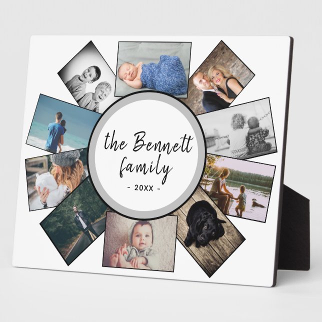 Moderne Jahresfamilie bewahrt 10 FotoCollage Fotoplatte (Seite)