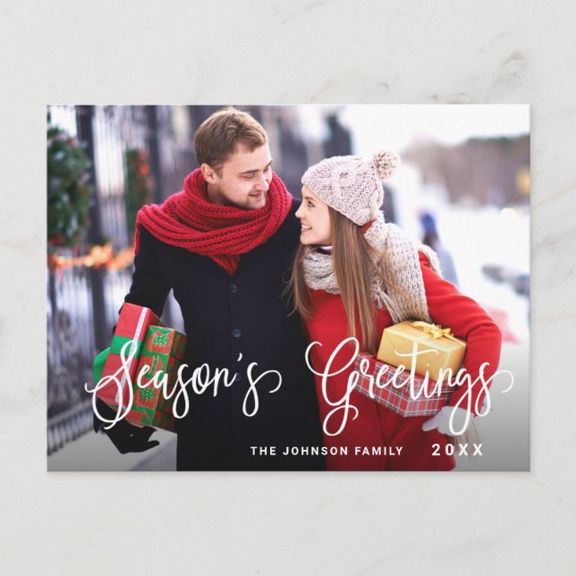 Moderne Jahreszeiten Grüße FOTO Weihnachtsfeiertag Postkarte (Vorderseite)