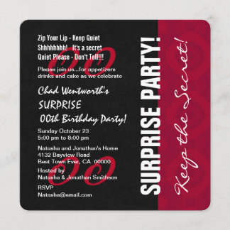 Moderne Jährliche ÜBERRASCHUNG Geburtstag V09 RED  Einladung