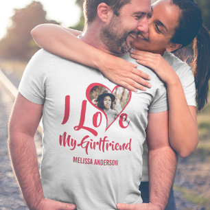 Moderne J'aime Ma Copine T-Shirt Photo de Coeur