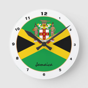 Moderne jamaikanische Flagge, trendige Jamaika-Zuh Runde Wanduhr