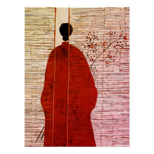 Moderne japanisch Inspirierte Silhouette mit Berri Poster